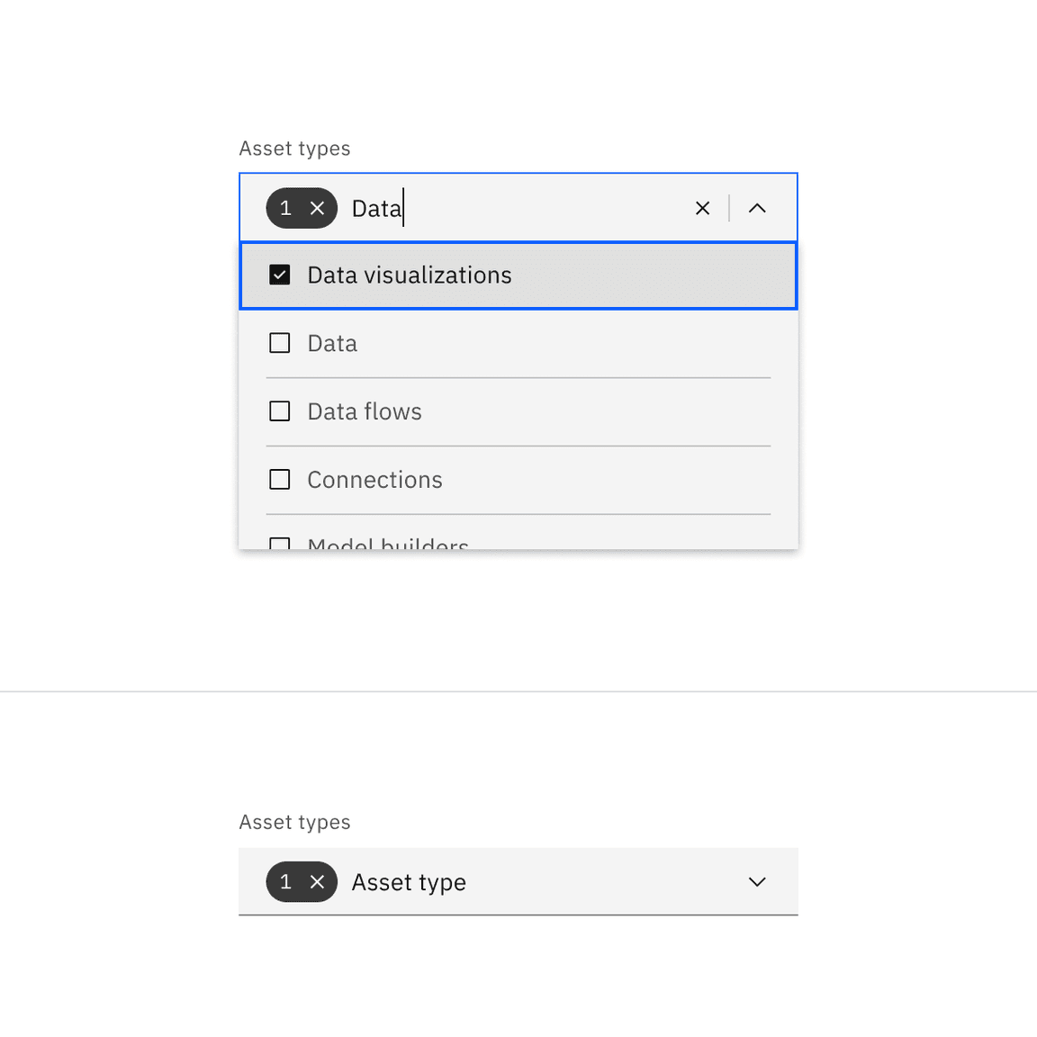 Default filterable dropdown selected state.